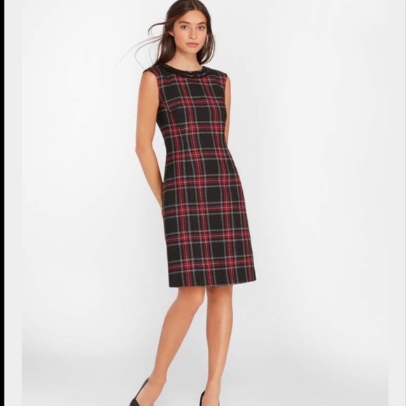 Brooks Brothers Dresses & Skirts - Brooks Brothers Black & Red Plaid Sleeveless Dress with Beaded Collar 4